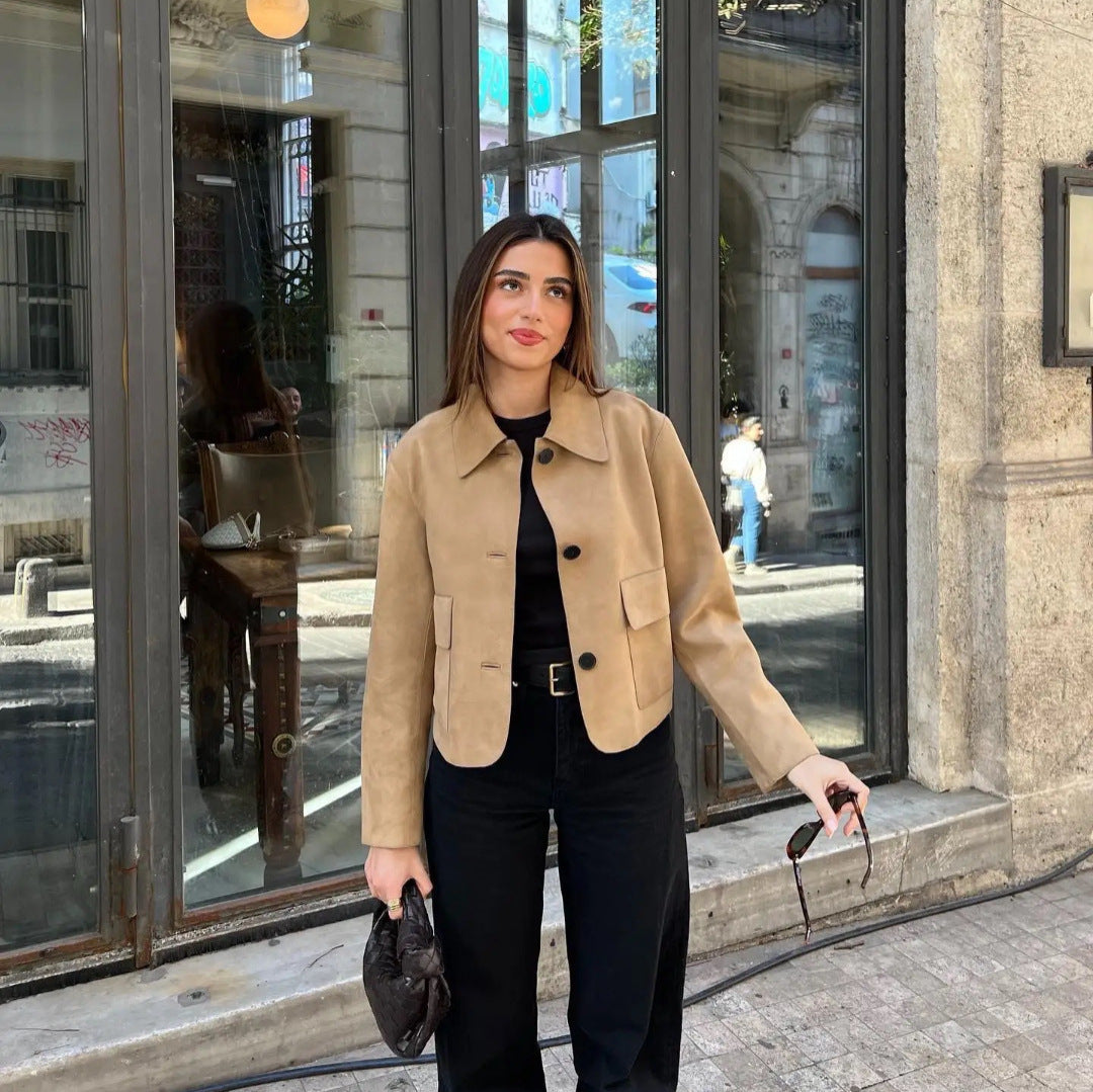 Elegance Retro Lapel Fashionable All-matching Jacket - Bellarte Enchanté Elegance Retro Lapel Fashionable All-matching Jacket